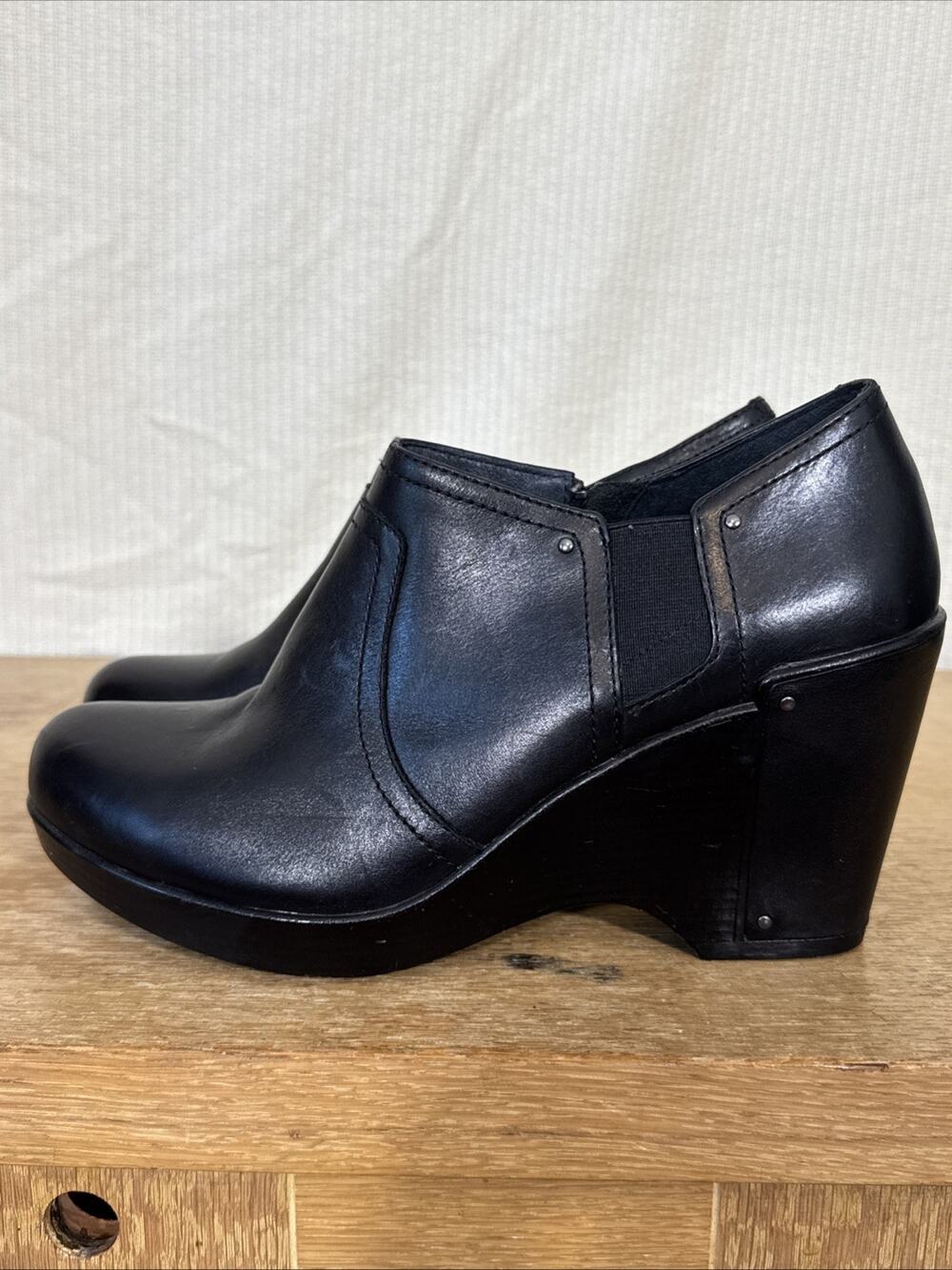 Dansko Womens Black Leather Clog Ankle Booties EU 41 US 10.5 11 Comfort Heel